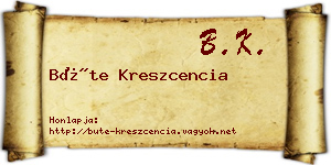 Büte Kreszcencia névjegykártya